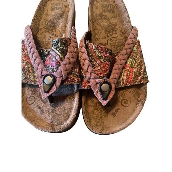 Muk Luks Womens Brown Memory Foam Slip-On Mule Beach Slider Summer Sandals Size - Picture 2 of 14
